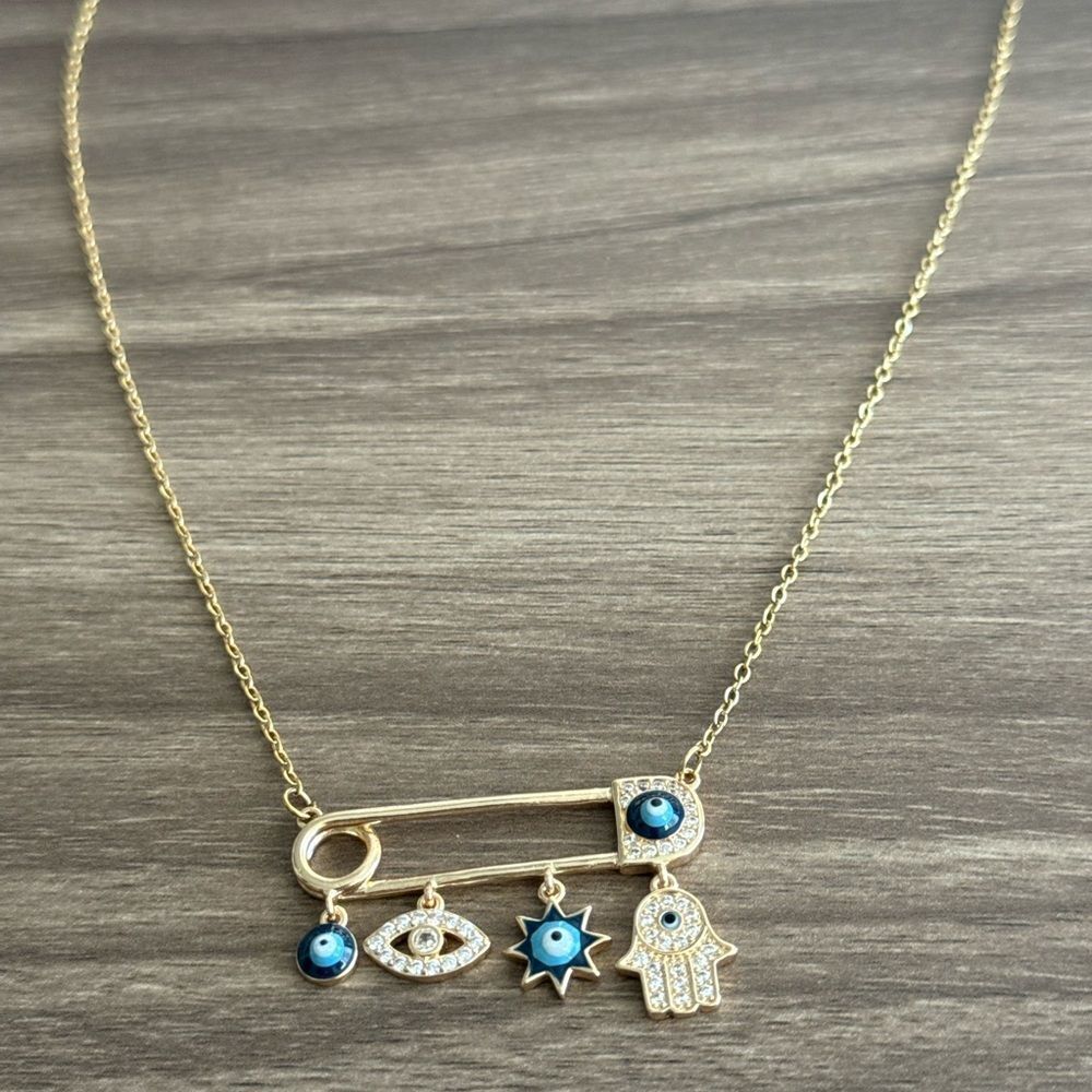 Evil Eye Charm Necklace Q833 - Picture 4 of 6